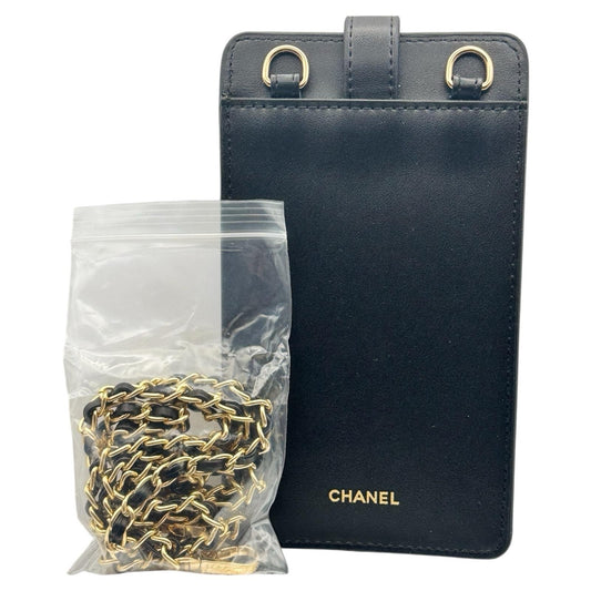 Chanel COCO RUSH Leather Smartphone Crossbody Bag Card Case | Black |