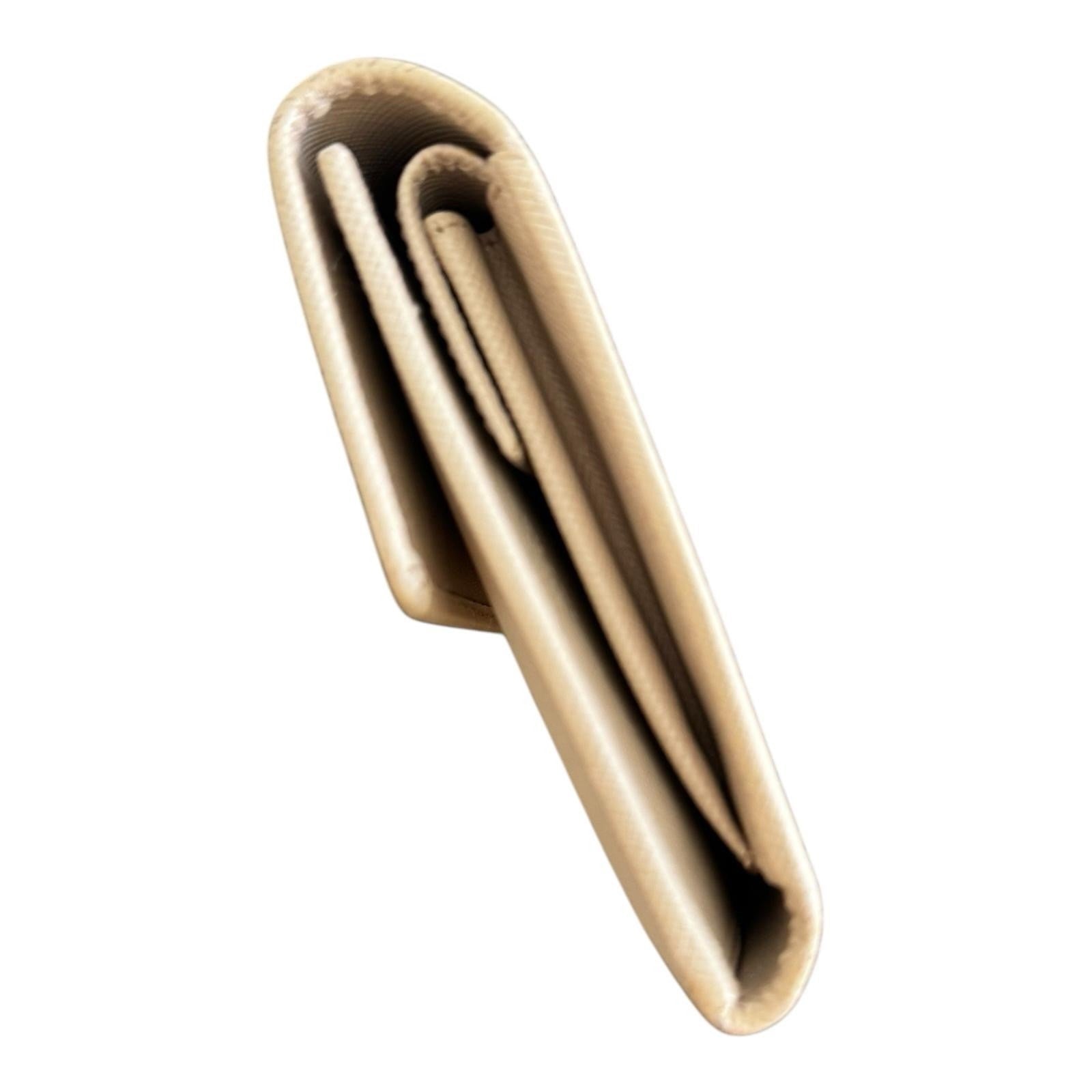 Prada Tri-fold Wallet Saffiano Beige Gold Hardware