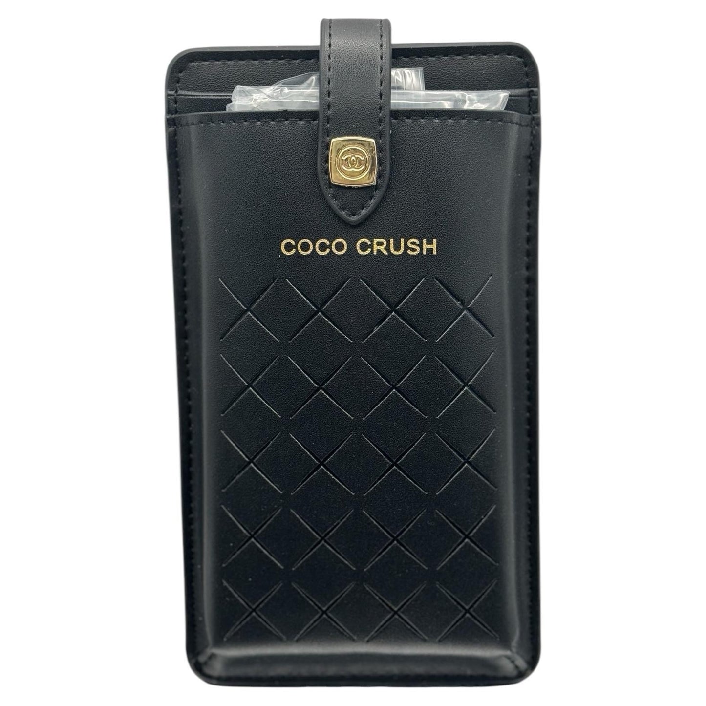 Chanel COCO RUSH Leather Smartphone Crossbody Bag Card Case | Black |