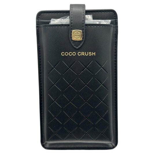 Chanel COCO RUSH Leather Smartphone Crossbody Bag Card Case | Black |