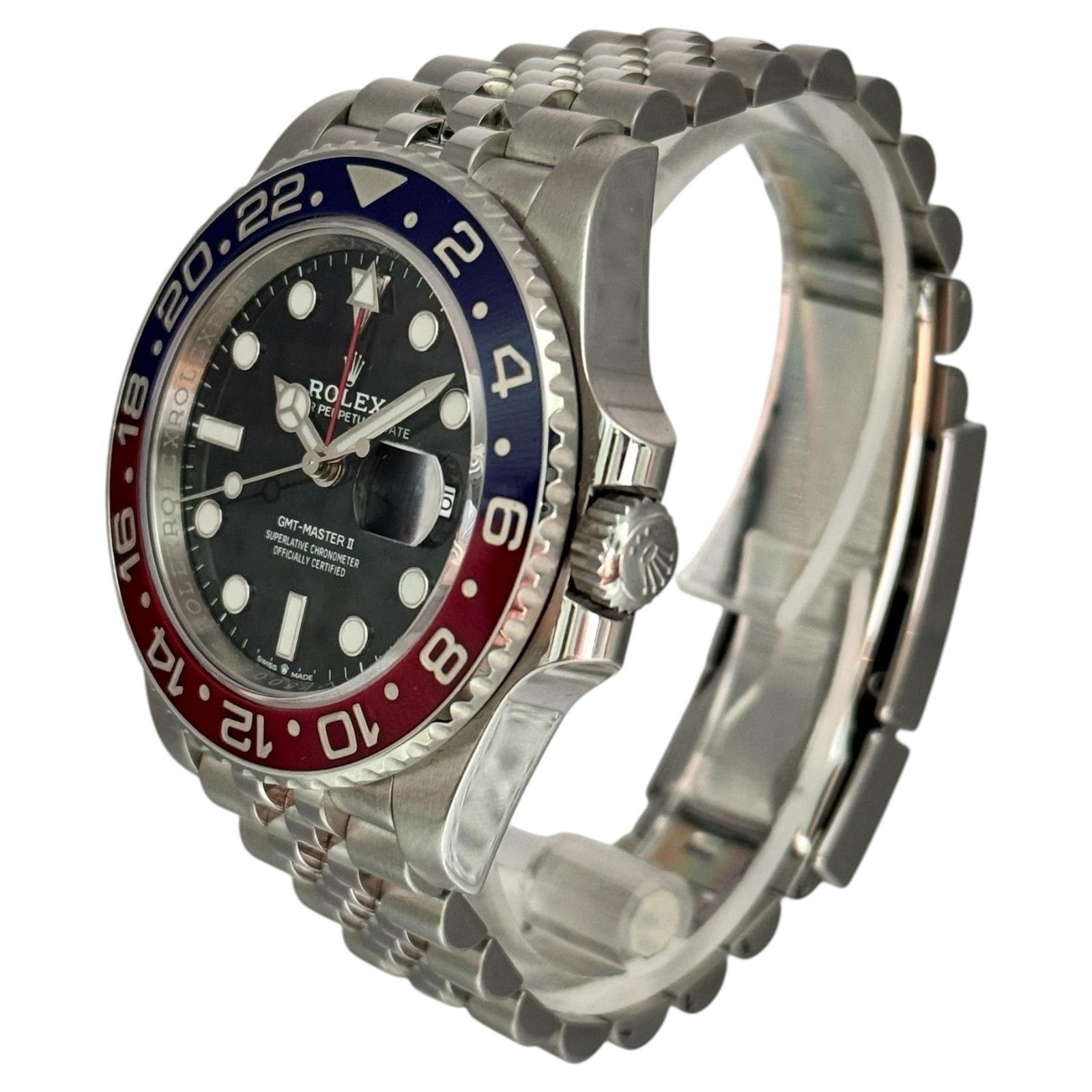 Rolex GMT-Master II 126710BLRO Silver Oyster Bracelet with Red and Blue Bezel